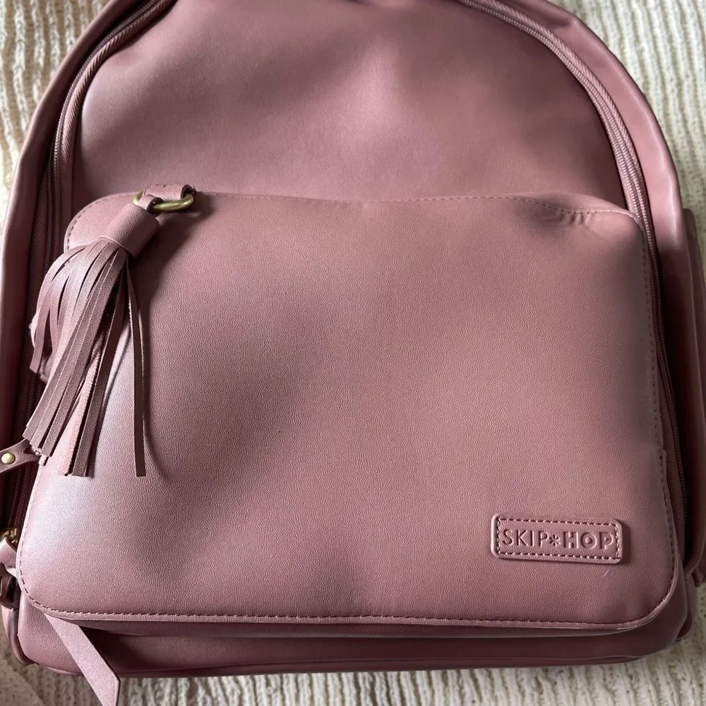 Skip Hop Pink Leather Diaper Backpack